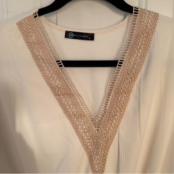 Cream V Neck Dress - Picture 4 of 7